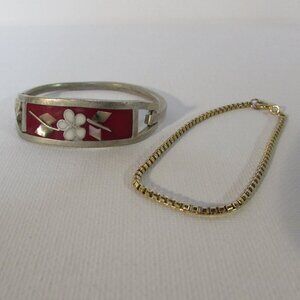 Child Sized Bracelets Mexico Alpaca and Gold Toned